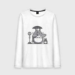 Лонгслив хлопковый мужской Тоторо с зонтиком, цвет: белый