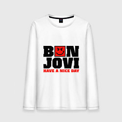 Лонгслив хлопковый мужской Bon Jovi band, цвет: белый