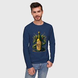 Лонгслив хлопковый мужской Зеленый змий, цвет: тёмно-синий — фото 2