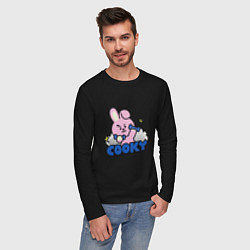 Лонгслив хлопковый мужской Cooky BT21 Jungkook, цвет: черный — фото 2