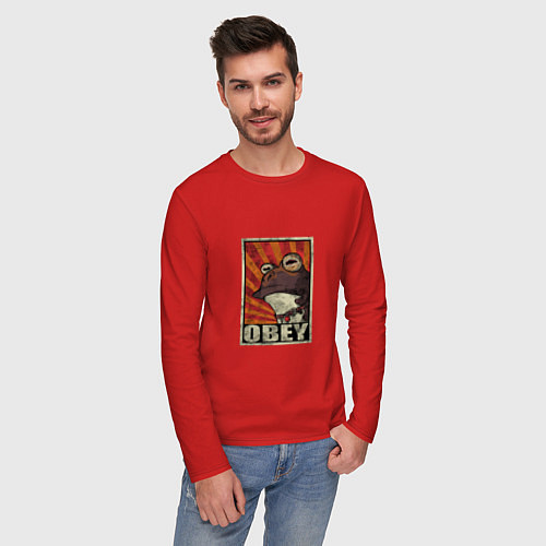 Мужской лонгслив Obey frog / Красный – фото 3