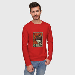 Лонгслив хлопковый мужской Obey frog, цвет: красный — фото 2