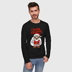 Лонгслив хлопковый мужской Christmas Mario, цвет: черный — фото 2