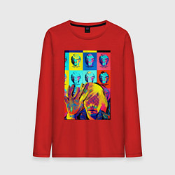 Лонгслив хлопковый мужской Andy Warhol and neural network - collaboration, цвет: красный