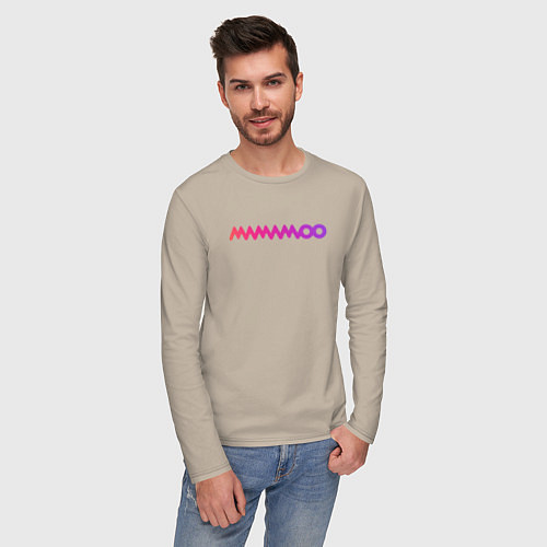 Мужской лонгслив Mamamoo gradient logo / Миндальный – фото 3
