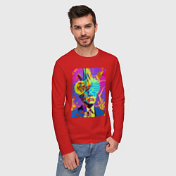 Лонгслив хлопковый мужской Andy Warhol - neural network - pop art, цвет: красный — фото 2