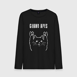 Лонгслив хлопковый мужской Guano Apes рок кот, цвет: черный