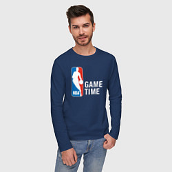Лонгслив хлопковый мужской Game time, цвет: тёмно-синий — фото 2