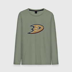Лонгслив хлопковый мужской Анахайм Дакс логотип, цвет: авокадо
