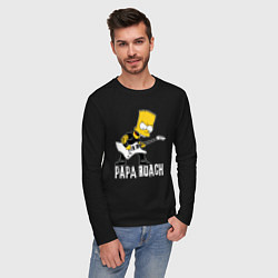 Лонгслив хлопковый мужской Papa Roach Барт Симпсон рокер, цвет: черный — фото 2