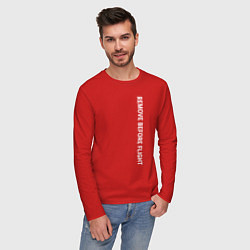 Лонгслив хлопковый мужской Remove before flight, цвет: красный — фото 2