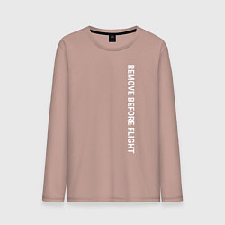 Лонгслив хлопковый мужской Remove before flight, цвет: пыльно-розовый