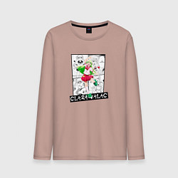 Лонгслив хлопковый мужской Клара Валак на фоне манги, цвет: пыльно-розовый