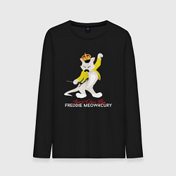 Лонгслив хлопковый мужской Фредди Меркьюри кот, цвет: черный