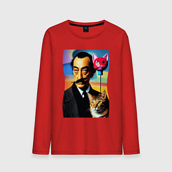 Лонгслив хлопковый мужской Salvador Dali and cat, цвет: красный