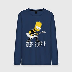 Лонгслив хлопковый мужской Deep Purple Барт Симпсон рокер, цвет: тёмно-синий