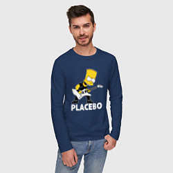 Лонгслив хлопковый мужской Placebo Барт Симпсон рокер, цвет: тёмно-синий — фото 2