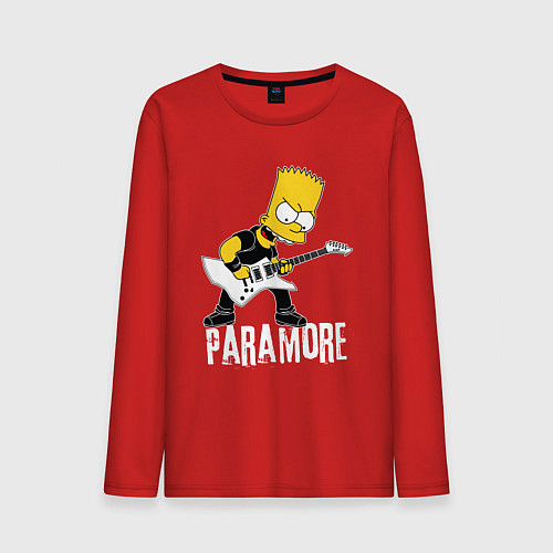 Мужской лонгслив Paramore Барт Симпсон рокер / Красный – фото 1