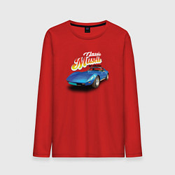 Лонгслив хлопковый мужской Маслкар Chevrolet Corvette Stingray, цвет: красный