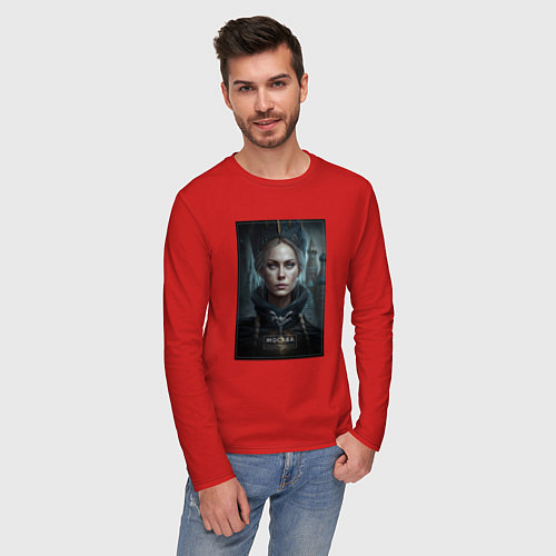 Мужской лонгслив Москва - персонаж / Красный – фото 3