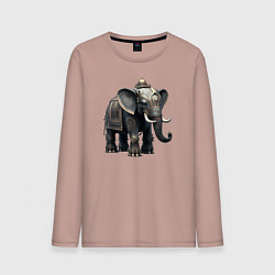 Лонгслив хлопковый мужской Украшенный слон, цвет: пыльно-розовый