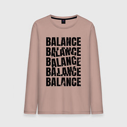 Лонгслив хлопковый мужской Balance надпись с кругом, цвет: пыльно-розовый