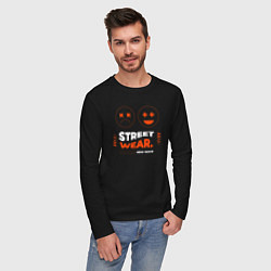 Лонгслив хлопковый мужской Street wear, цвет: черный — фото 2