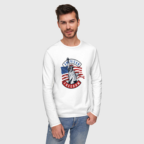 Мужской лонгслив American freedom / Белый – фото 3