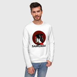 Лонгслив хлопковый мужской Гейша - самураи, цвет: белый — фото 2