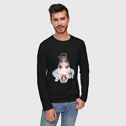 Лонгслив хлопковый мужской Fable Отражение, цвет: черный — фото 2