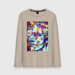 Лонгслив хлопковый мужской Andy Warhol - pop art - self-portrait, цвет: миндальный