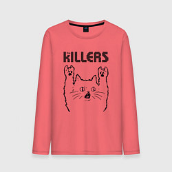 Лонгслив хлопковый мужской The Killers - rock cat, цвет: коралловый