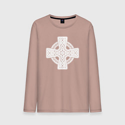 Лонгслив хлопковый мужской Кельтский крест, цвет: пыльно-розовый