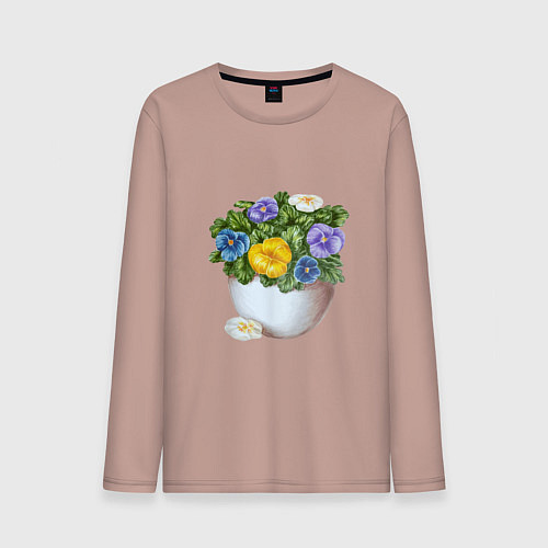 Мужской лонгслив Анютины глазки / Пыльно-розовый – фото 1