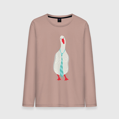 Мужской лонгслив Гусь в галстуке / Пыльно-розовый – фото 1