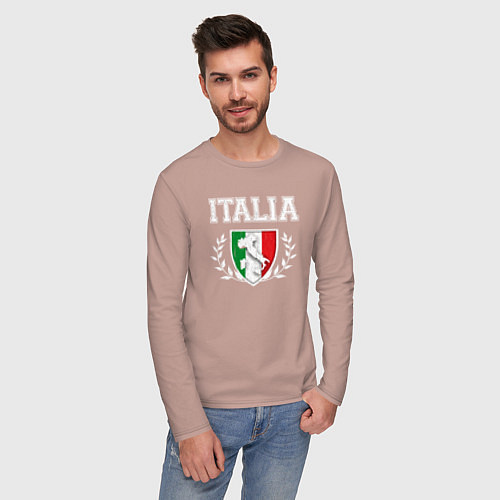 Мужской лонгслив Italy map / Пыльно-розовый – фото 3