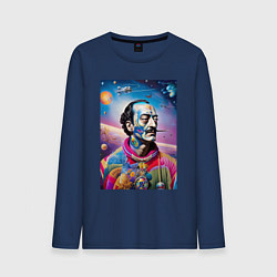 Лонгслив хлопковый мужской Salvador Dali in space, цвет: тёмно-синий