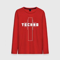 Лонгслив хлопковый мужской Techno крест, цвет: красный