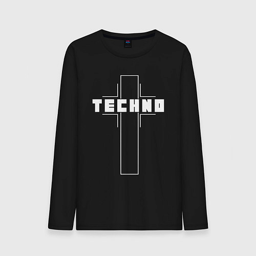 Мужской лонгслив Techno крест / Черный – фото 1