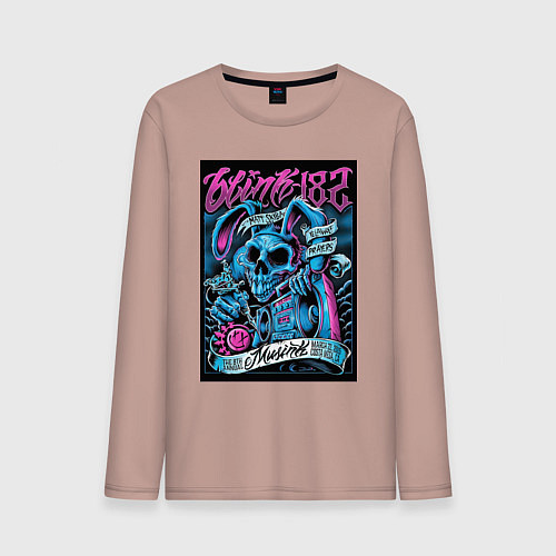 Мужской лонгслив Blink 182 рок группа / Пыльно-розовый – фото 1
