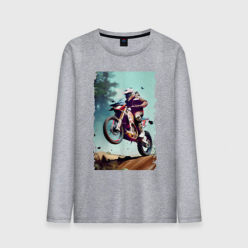 Мужской лонгслив Мотокросс - экстрим / Меланж – фото 1