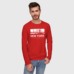 Лонгслив хлопковый мужской Нью-Йорк Сити, цвет: красный — фото 2