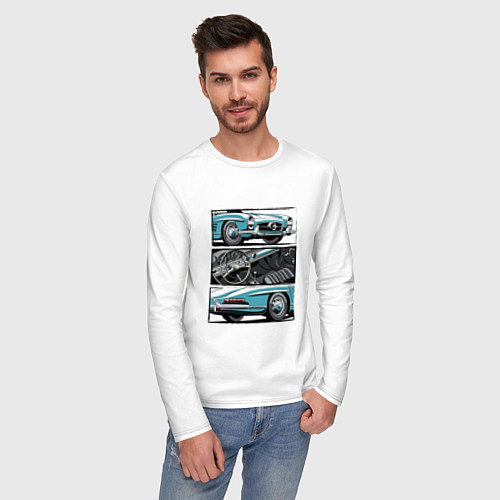Мужской лонгслив Mercedes-Benz 300SL Roadster V1 / Белый – фото 3