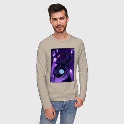 Лонгслив хлопковый мужской Subnautica подводный монстр, цвет: миндальный — фото 2