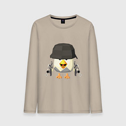 Лонгслив хлопковый мужской Chicken Gun в каске, цвет: миндальный