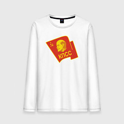Лонгслив хлопковый мужской Ленин КПСС, цвет: белый