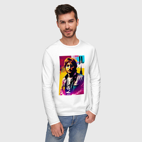Мужской лонгслив John Lennon - world legend / Белый – фото 3