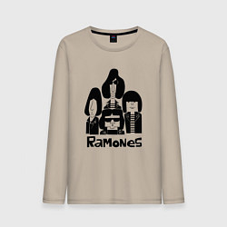 Лонгслив хлопковый мужской Ramones панк рок группа, цвет: миндальный