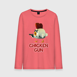 Лонгслив хлопковый мужской Chicken Gun chick, цвет: коралловый