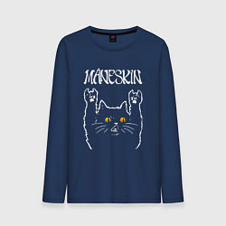 Лонгслив хлопковый мужской Maneskin rock cat, цвет: тёмно-синий